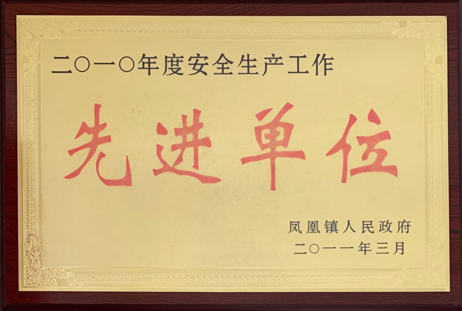 Exemplary organization for safety production in 2010