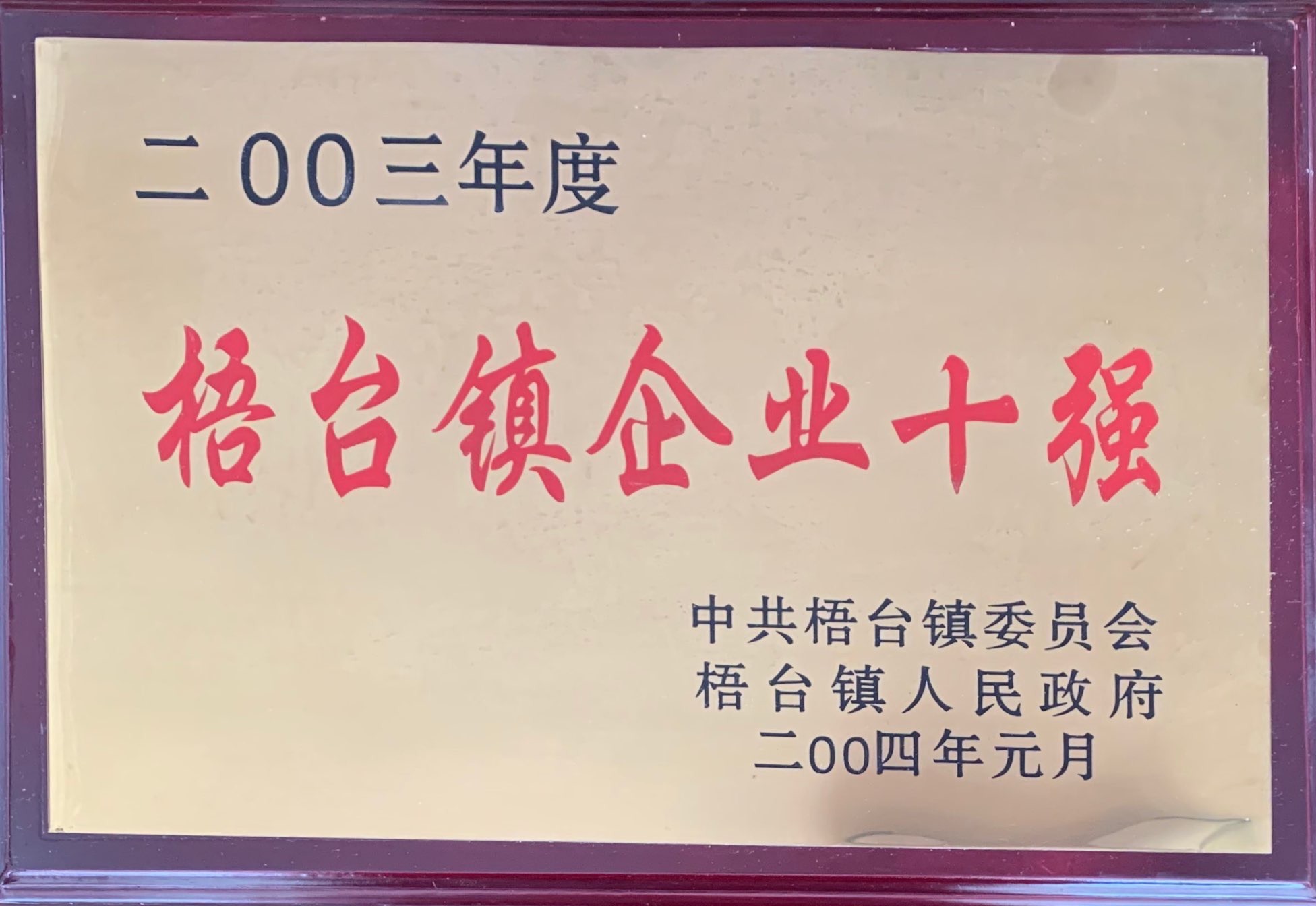 Top 10 Enterprises of Wutai Town in 2003